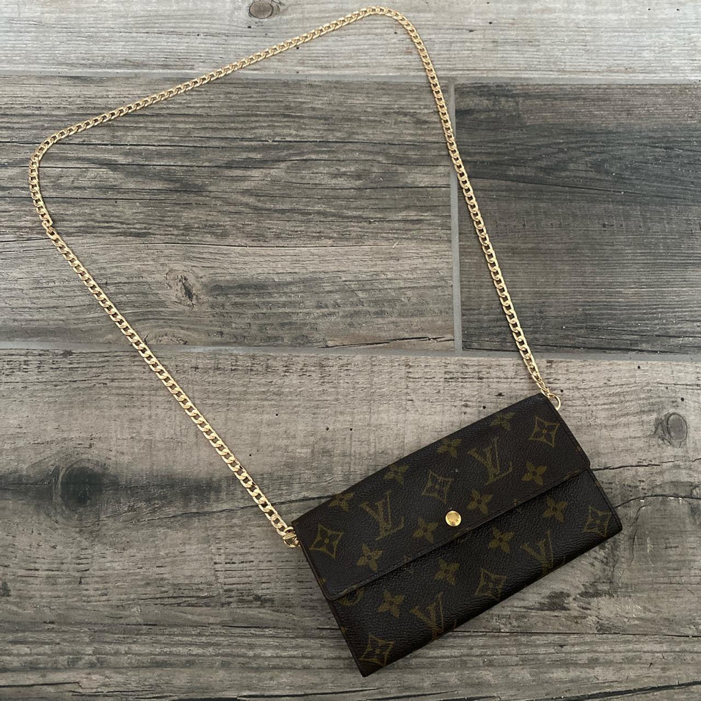 Authentic Louis Vuitton Monogram Sarah Wallet In Marine Rouge